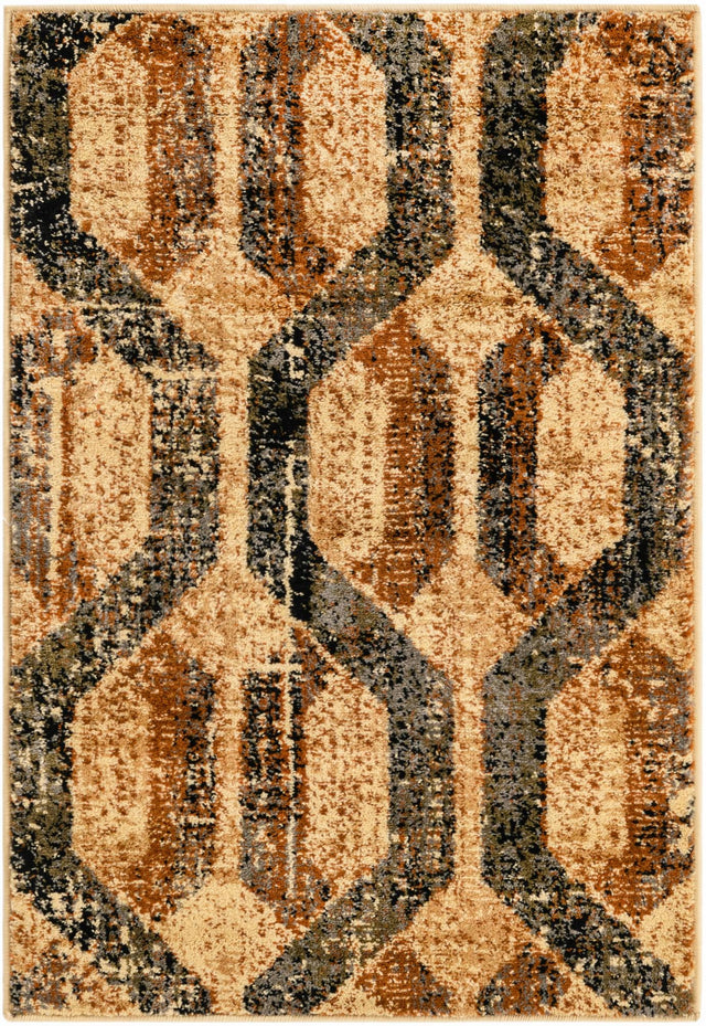 Beige Cream 2' 2 x 3' Saturn Rectangle Area Rug Stain Resistant Easy Clean Classic Vintage Design Durable Carpet for Affordable Home Interiors for Sale at Rug Engine
