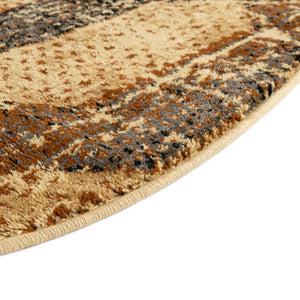 Beige Cream 7' x 7' Saturn Round Area Rug Stain Resistant Easy Clean Classic Vintage Design Durable Carpet for Affordable Home Interiors for Sale at Rug Engine