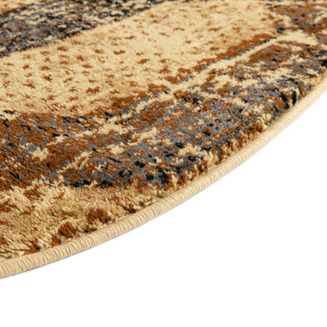 Beige Cream 3' 3 x 3' 3 Saturn Round Area Rug Stain Resistant Easy Clean Classic Vintage Design Durable Carpet for Affordable Home Interiors for Sale at Rug Engine