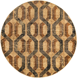 Beige Cream 7' x 7' Saturn Round Area Rug Stain Resistant Easy Clean Classic Vintage Design Durable Carpet for Affordable Home Interiors for Sale at Rug Engine