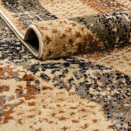 Beige Cream 5' 3 x 5' 3 Saturn Octagon Area Rug Stain Resistant Easy Clean Classic Vintage Design Durable Carpet for Affordable Home Interiors for Sale at Rug Engine