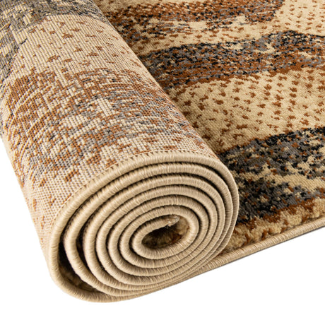 Beige Cream 5' 3 x 5' 3 Saturn Octagon Area Rug Stain Resistant Easy Clean Classic Vintage Design Durable Carpet for Affordable Home Interiors for Sale at Rug Engine