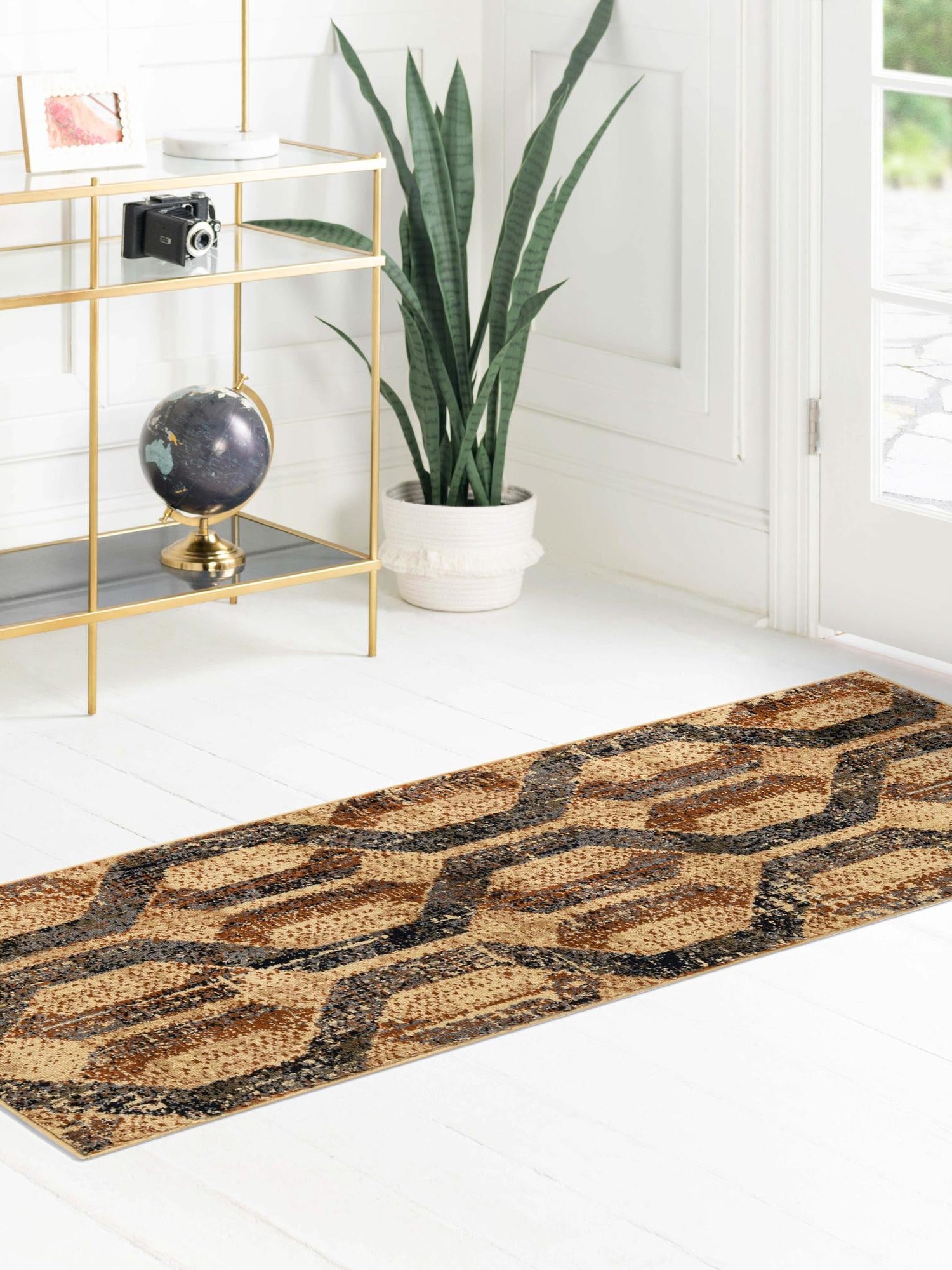 Beige Cream 2' 2 x 5' Saturn Runner Area Rug Stain Resistant Easy Clean Classic Vintage Design Durable Carpet for Affordable Home Interiors for Sale at Rug Engine