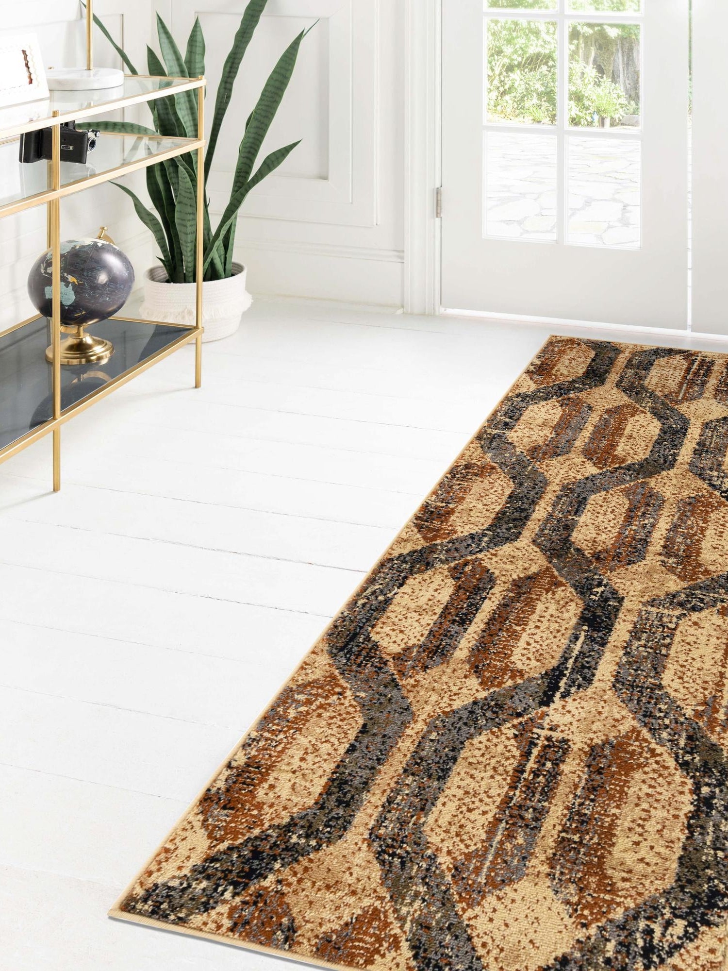Beige Cream 2' 2 x 7' Saturn Runner Area Rug Stain Resistant Easy Clean Classic Vintage Design Durable Carpet for Affordable Home Interiors for Sale at Rug Engine