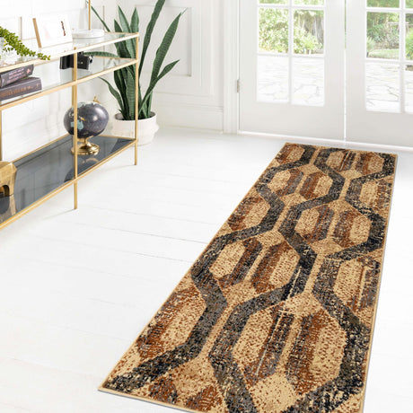 Beige Cream 2' 2 x 7' Saturn Runner Area Rug Stain Resistant Easy Clean Classic Vintage Design Durable Carpet for Affordable Home Interiors for Sale at Rug Engine