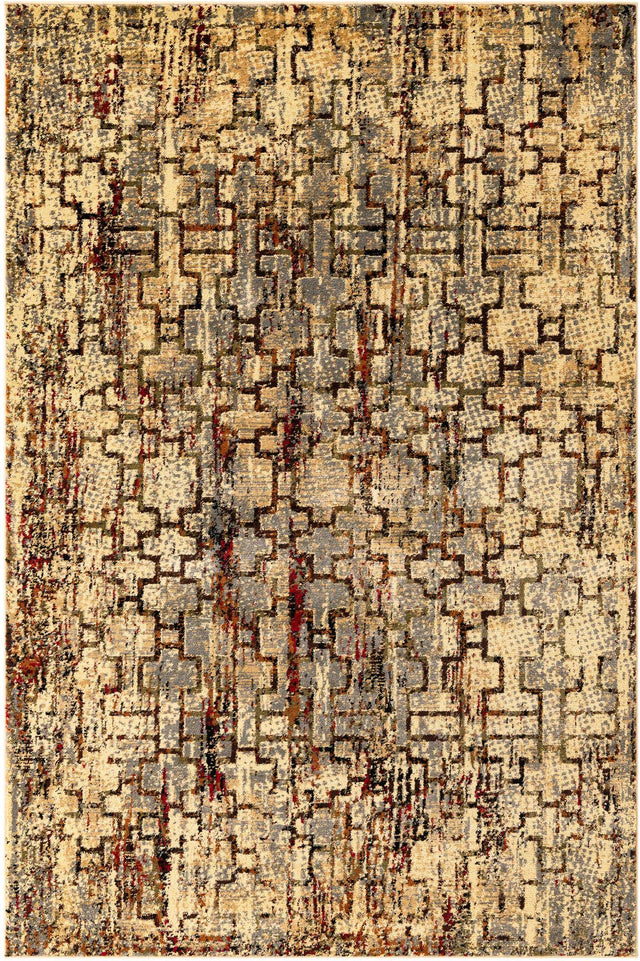 Beige Cream 6' 1 x 9' Saturn Rectangle Area Rug Stain Resistant Easy Clean Classic Vintage Design Durable Carpet for Affordable Home Interiors for Sale at Rug Engine