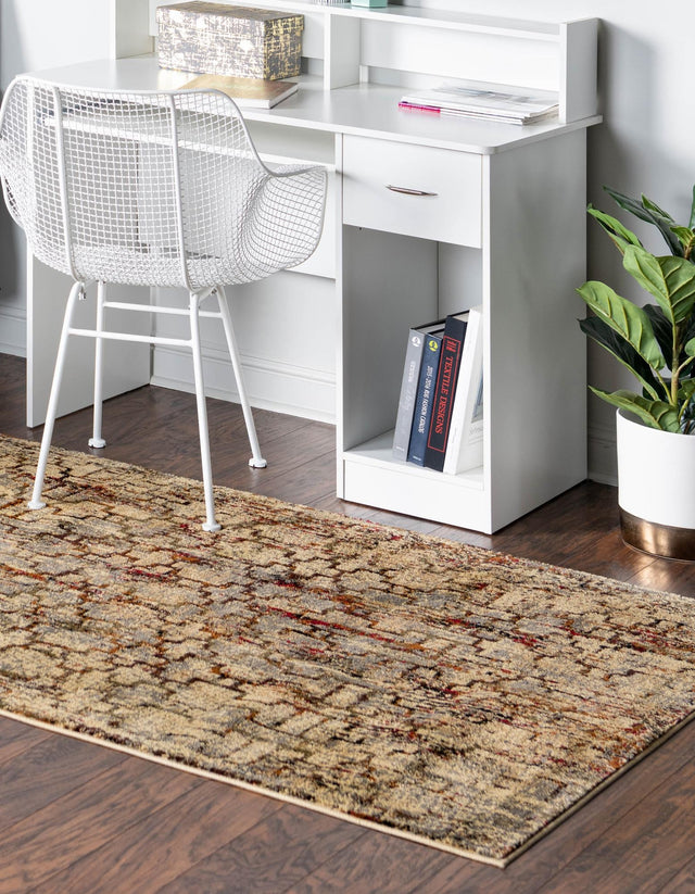 Beige Cream 5' 3 x 8' Saturn Rectangle Area Rug Stain Resistant Easy Clean Classic Vintage Design Durable Carpet for Affordable Home Interiors for Sale at Rug Engine