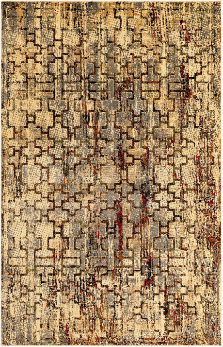 Beige Cream 5' 3 x 8' Saturn Rectangle Area Rug Stain Resistant Easy Clean Classic Vintage Design Durable Carpet for Affordable Home Interiors for Sale at Rug Engine