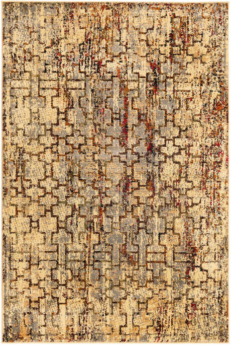 Beige Cream 4' 1 x 6' 1 Saturn Rectangle Area Rug Stain Resistant Easy Clean Classic Vintage Design Durable Carpet for Affordable Home Interiors for Sale at Rug Engine