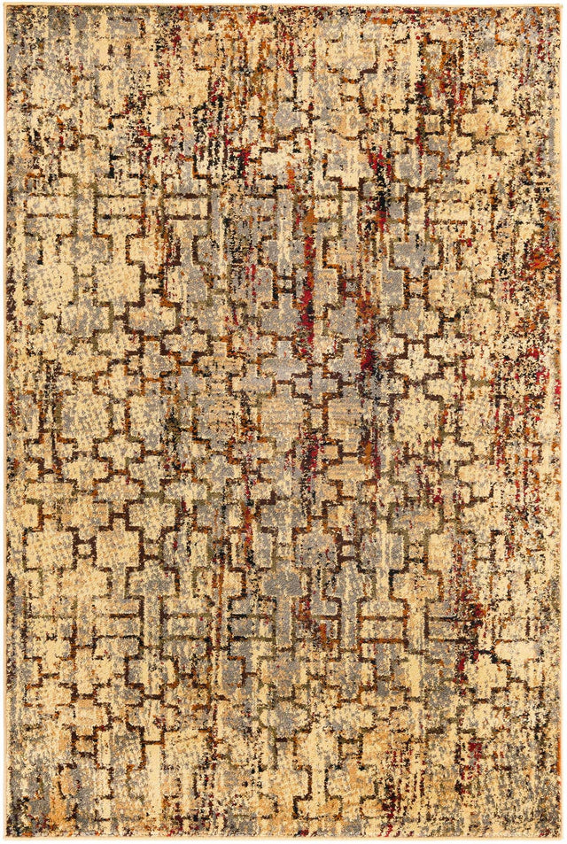 Beige Cream 4' 1 x 6' 1 Saturn Rectangle Area Rug Stain Resistant Easy Clean Classic Vintage Design Durable Carpet for Affordable Home Interiors for Sale at Rug Engine