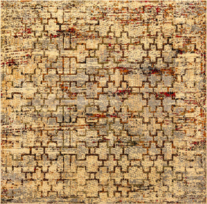 Beige Cream 7' 10 x 7' 10 Saturn Square Area Rug Stain Resistant Easy Clean Classic Vintage Design Durable Carpet for Affordable Home Interiors for Sale at Rug Engine