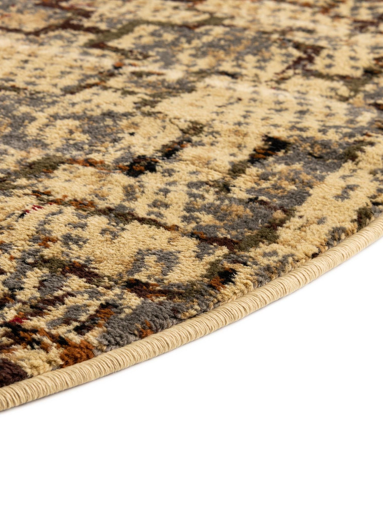 Beige Cream 7' 1 x 7' 1 Saturn Round Area Rug Stain Resistant Easy Clean Classic Vintage Design Durable Carpet for Affordable Home Interiors for Sale at Rug Engine