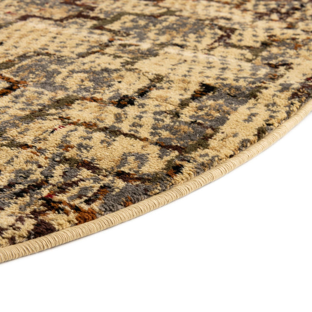 Beige Cream 7' 1 x 7' 1 Saturn Round Area Rug Stain Resistant Easy Clean Classic Vintage Design Durable Carpet for Affordable Home Interiors for Sale at Rug Engine