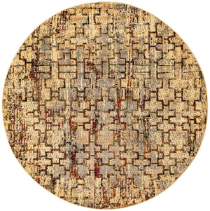 Beige Cream 7' 1 x 7' 1 Saturn Round Area Rug Stain Resistant Easy Clean Classic Vintage Design Durable Carpet for Affordable Home Interiors for Sale at Rug Engine
