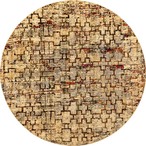 Beige Cream 7' 10 x 7' 10 Saturn Round Area Rug Stain Resistant Easy Clean Classic Vintage Design Durable Carpet for Affordable Home Interiors for Sale at Rug Engine