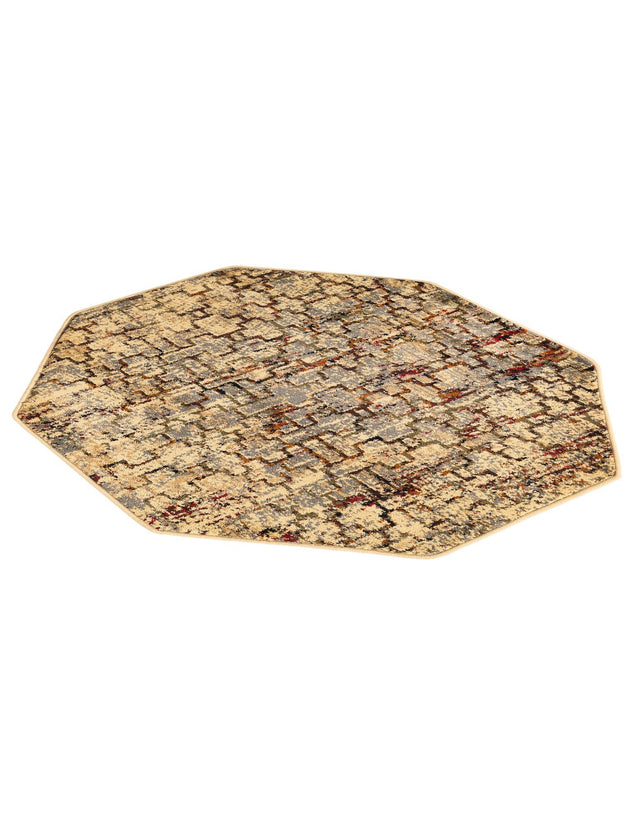 Beige Cream 3' 1 x 3' 1 Saturn Octagon Area Rug Stain Resistant Easy Clean Classic Vintage Design Durable Carpet for Affordable Home Interiors for Sale at Rug Engine