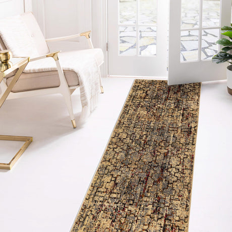 Beige Cream 2' x 9' Saturn Runner Area Rug Stain Resistant Easy Clean Classic Vintage Design Durable Carpet for Affordable Home Interiors for Sale at Rug Engine