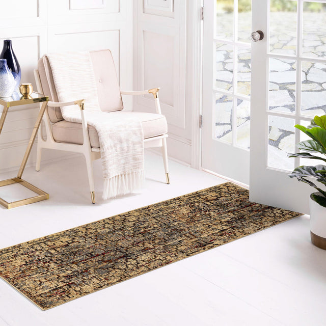 Beige Cream 2' 7 x 14' 1 Saturn Runner Area Rug Stain Resistant Easy Clean Classic Vintage Design Durable Carpet for Affordable Home Interiors for Sale at Rug Engine