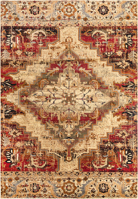 Burgundy Beige 10' x 14' 1 Saturn Rectangle Area Rug Stain Resistant Easy Clean Classic Vintage Design Durable Carpet for Affordable Home Interiors for Sale at Rug Engine