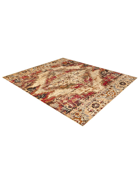 Burgundy Beige 7' 10 x 10' Saturn Rectangle Area Rug Stain Resistant Easy Clean Classic Vintage Design Durable Carpet for Affordable Home Interiors for Sale at Rug Engine
