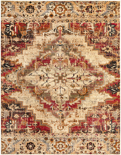 Burgundy Beige 7' 10 x 10' Saturn Rectangle Area Rug Stain Resistant Easy Clean Classic Vintage Design Durable Carpet for Affordable Home Interiors for Sale at Rug Engine