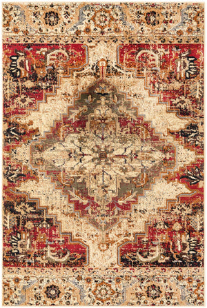 Burgundy Beige 4' 1 x 6' 1 Saturn Rectangle Area Rug Stain Resistant Easy Clean Classic Vintage Design Durable Carpet for Affordable Home Interiors for Sale at Rug Engine
