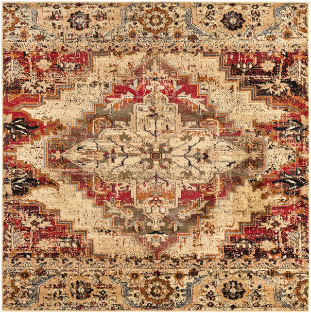 Burgundy Beige 5' 3 x 5' 3 Saturn Square Area Rug Stain Resistant Easy Clean Classic Vintage Design Durable Carpet for Affordable Home Interiors for Sale at Rug Engine