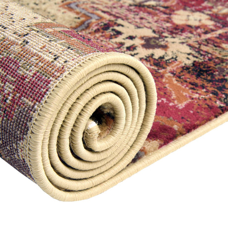 Burgundy Beige 5' 3 x 5' 3 Saturn Square Area Rug Stain Resistant Easy Clean Classic Vintage Design Durable Carpet for Affordable Home Interiors for Sale at Rug Engine