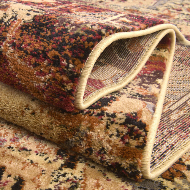Burgundy Beige 5' 3 x 5' 3 Saturn Square Area Rug Stain Resistant Easy Clean Classic Vintage Design Durable Carpet for Affordable Home Interiors for Sale at Rug Engine