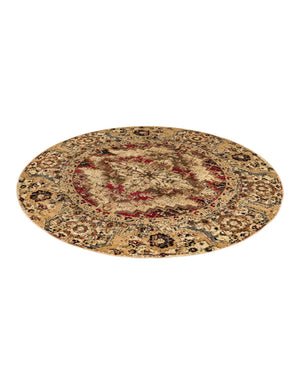 Burgundy Beige 5' 3 x 5' 3 Saturn Round Area Rug Stain Resistant Easy Clean Classic Vintage Design Durable Carpet for Affordable Home Interiors for Sale at Rug Engine