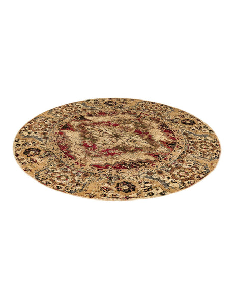 Burgundy Beige 5' 3 x 5' 3 Saturn Round Area Rug Stain Resistant Easy Clean Classic Vintage Design Durable Carpet for Affordable Home Interiors for Sale at Rug Engine