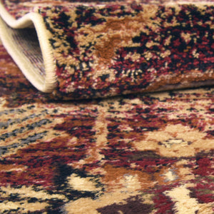 Burgundy Beige 7' 1 x 7' 1 Saturn Round Area Rug Stain Resistant Easy Clean Classic Vintage Design Durable Carpet for Affordable Home Interiors for Sale at Rug Engine