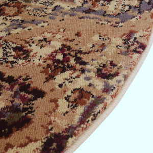 Burgundy Beige 5' 3 x 5' 3 Saturn Round Area Rug Stain Resistant Easy Clean Classic Vintage Design Durable Carpet for Affordable Home Interiors for Sale at Rug Engine