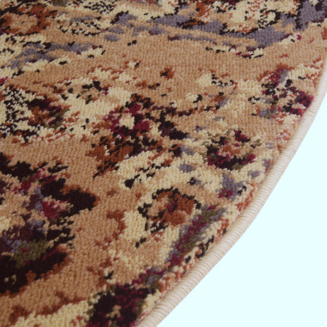 Burgundy Beige 5' 3 x 5' 3 Saturn Round Area Rug Stain Resistant Easy Clean Classic Vintage Design Durable Carpet for Affordable Home Interiors for Sale at Rug Engine