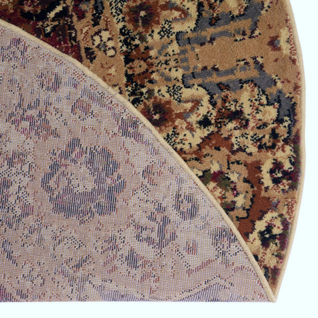 Burgundy Beige 7' 1 x 7' 1 Saturn Round Area Rug Stain Resistant Easy Clean Classic Vintage Design Durable Carpet for Affordable Home Interiors for Sale at Rug Engine
