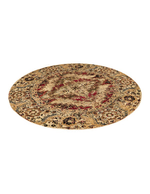 Burgundy Beige 5' 3 x 5' 3 Saturn Round Area Rug Stain Resistant Easy Clean Classic Vintage Design Durable Carpet for Affordable Home Interiors for Sale at Rug Engine
