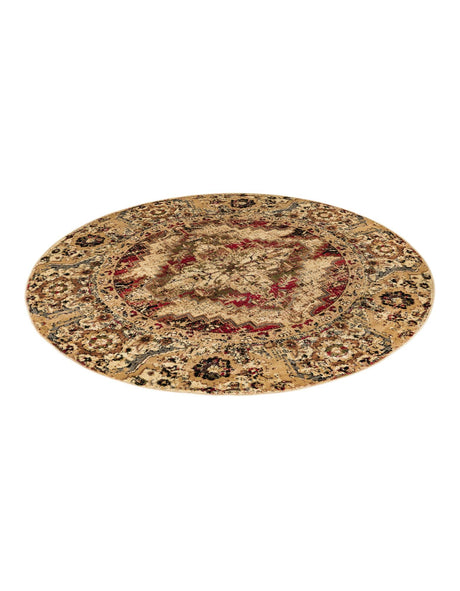 Burgundy Beige 5' 3 x 5' 3 Saturn Round Area Rug Stain Resistant Easy Clean Classic Vintage Design Durable Carpet for Affordable Home Interiors for Sale at Rug Engine