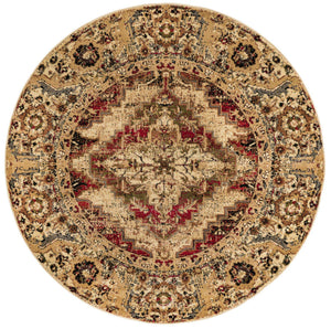Burgundy Beige 5' 3 x 5' 3 Saturn Round Area Rug Stain Resistant Easy Clean Classic Vintage Design Durable Carpet for Affordable Home Interiors for Sale at Rug Engine