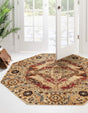 Burgundy Beige 5' 3 x 5' 3 Saturn Octagon Area Rug Stain Resistant Easy Clean Classic Vintage Design Durable Carpet for Affordable Home Interiors for Sale at Rug Engine