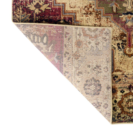 Burgundy Beige 5' 3 x 5' 3 Saturn Octagon Area Rug Stain Resistant Easy Clean Classic Vintage Design Durable Carpet for Affordable Home Interiors for Sale at Rug Engine