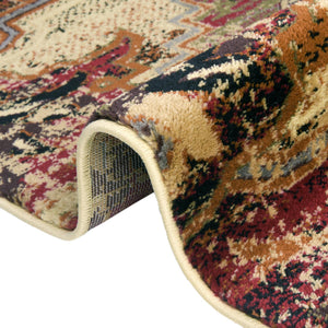 Burgundy Beige 3' 1 x 3' 1 Saturn Octagon Area Rug Stain Resistant Easy Clean Classic Vintage Design Durable Carpet for Affordable Home Interiors for Sale at Rug Engine