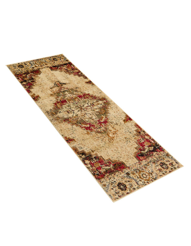 Burgundy Beige 2' x 5' 1 Saturn Runner Area Rug Stain Resistant Easy Clean Classic Vintage Design Durable Carpet for Affordable Home Interiors for Sale at Rug Engine