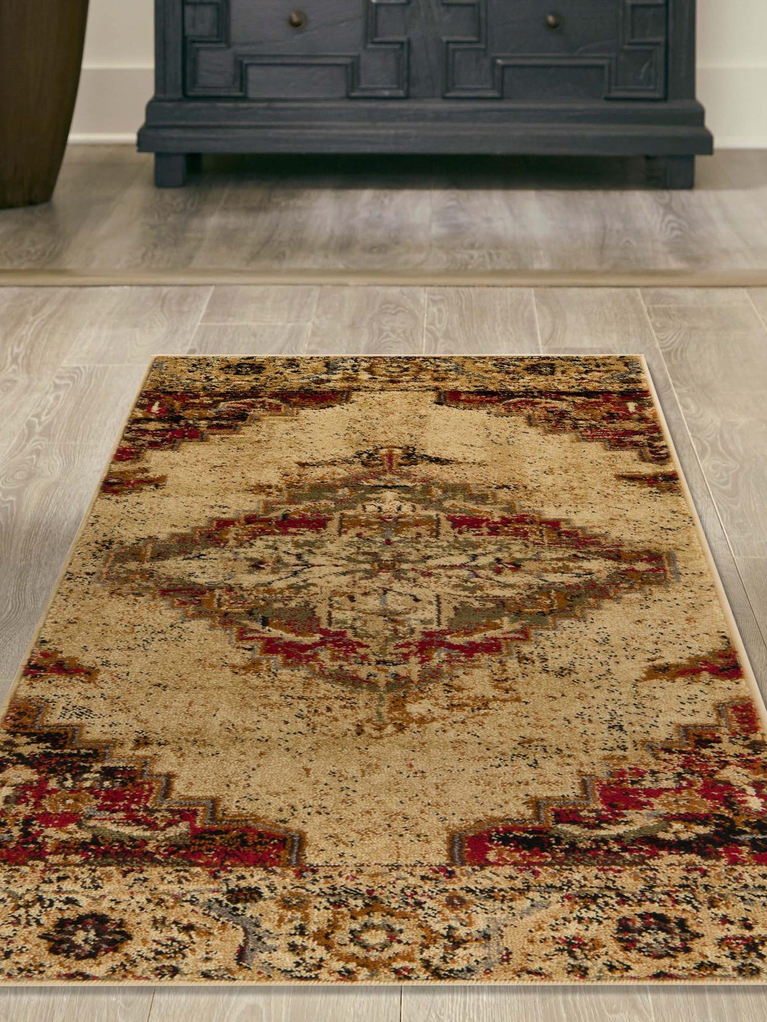 Burgundy Beige 2' 7 x 14' 1 Saturn Runner Area Rug Stain Resistant Easy Clean Classic Vintage Design Durable Carpet for Affordable Home Interiors for Sale at Rug Engine