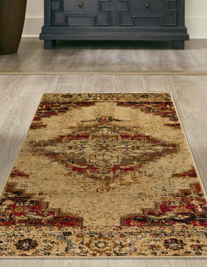 Burgundy Beige 2' x 5' 1 Saturn Runner Area Rug Stain Resistant Easy Clean Classic Vintage Design Durable Carpet for Affordable Home Interiors for Sale at Rug Engine
