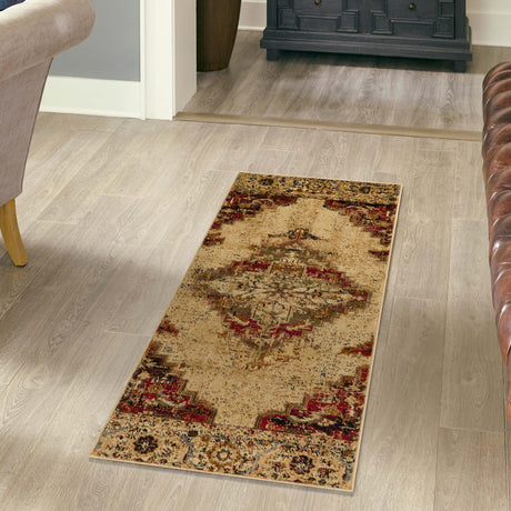 Burgundy Beige 2' x 5' 1 Saturn Runner Area Rug Stain Resistant Easy Clean Classic Vintage Design Durable Carpet for Affordable Home Interiors for Sale at Rug Engine