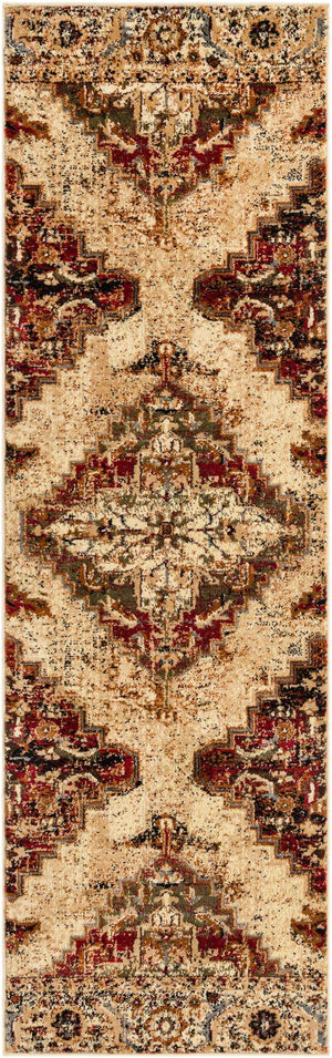 Burgundy Beige 2' x 7' 1 Saturn Runner Area Rug Stain Resistant Easy Clean Classic Vintage Design Durable Carpet for Affordable Home Interiors for Sale at Rug Engine