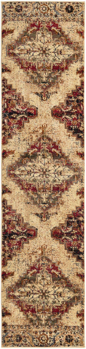 Burgundy Beige 2' x 9' Saturn Runner Area Rug Stain Resistant Easy Clean Classic Vintage Design Durable Carpet for Affordable Home Interiors for Sale at Rug Engine