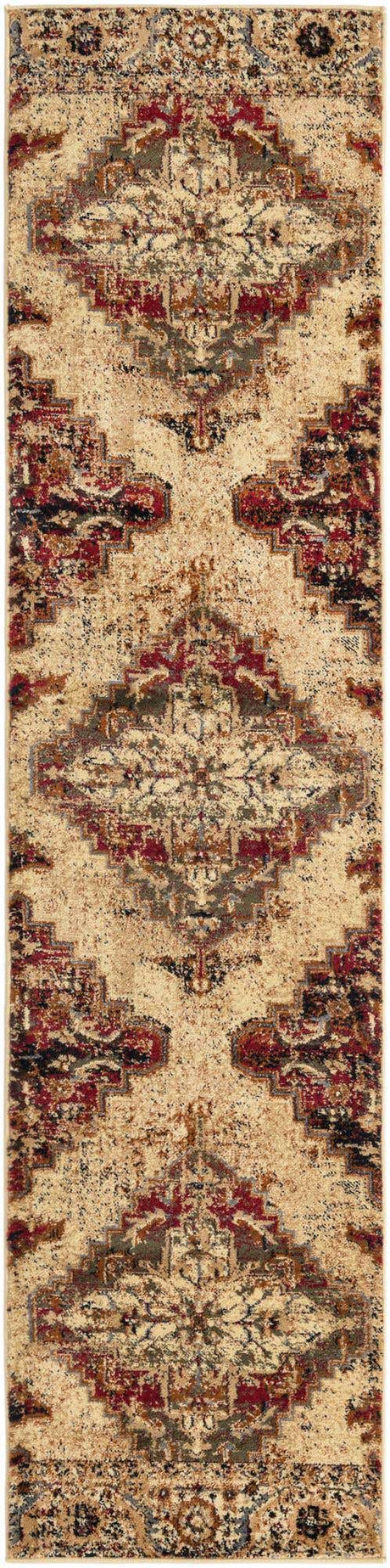 Burgundy Beige 2' x 9' Saturn Runner Area Rug Stain Resistant Easy Clean Classic Vintage Design Durable Carpet for Affordable Home Interiors for Sale at Rug Engine
