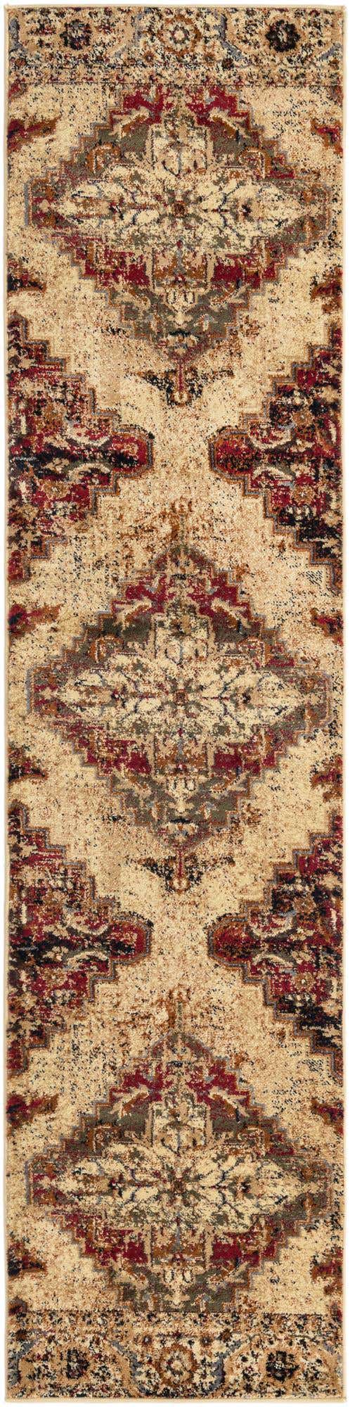 Burgundy Beige 2' x 9' Saturn Runner Area Rug Stain Resistant Easy Clean Classic Vintage Design Durable Carpet for Affordable Home Interiors for Sale at Rug Engine