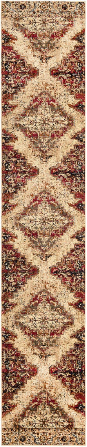 Burgundy Beige 2' 7 x 14' 1 Saturn Runner Area Rug Stain Resistant Easy Clean Classic Vintage Design Durable Carpet for Affordable Home Interiors for Sale at Rug Engine
